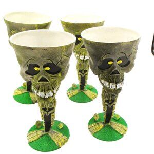 Set Of 4 Halloween Scary Skull Goblets Tall Plastic Easter Unlimited      200